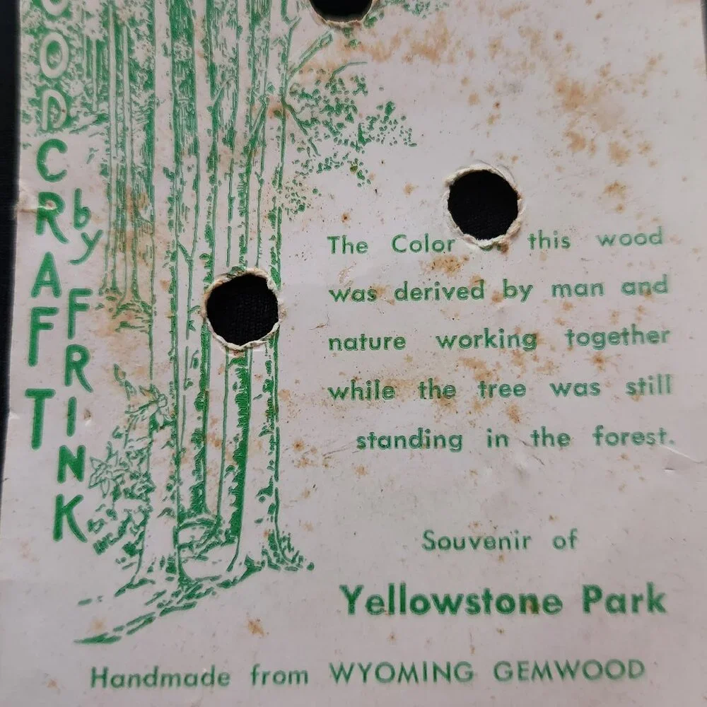 Vintage Yellowstone Park Souvenir Brooch Craft by Frink from Wyoming Gemwood